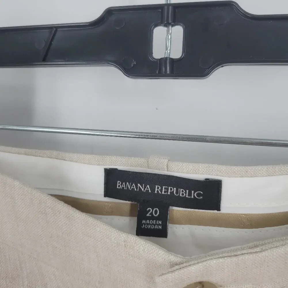 Banana Republic Natural Linen Beige Palma Straight Leg Pant 20
